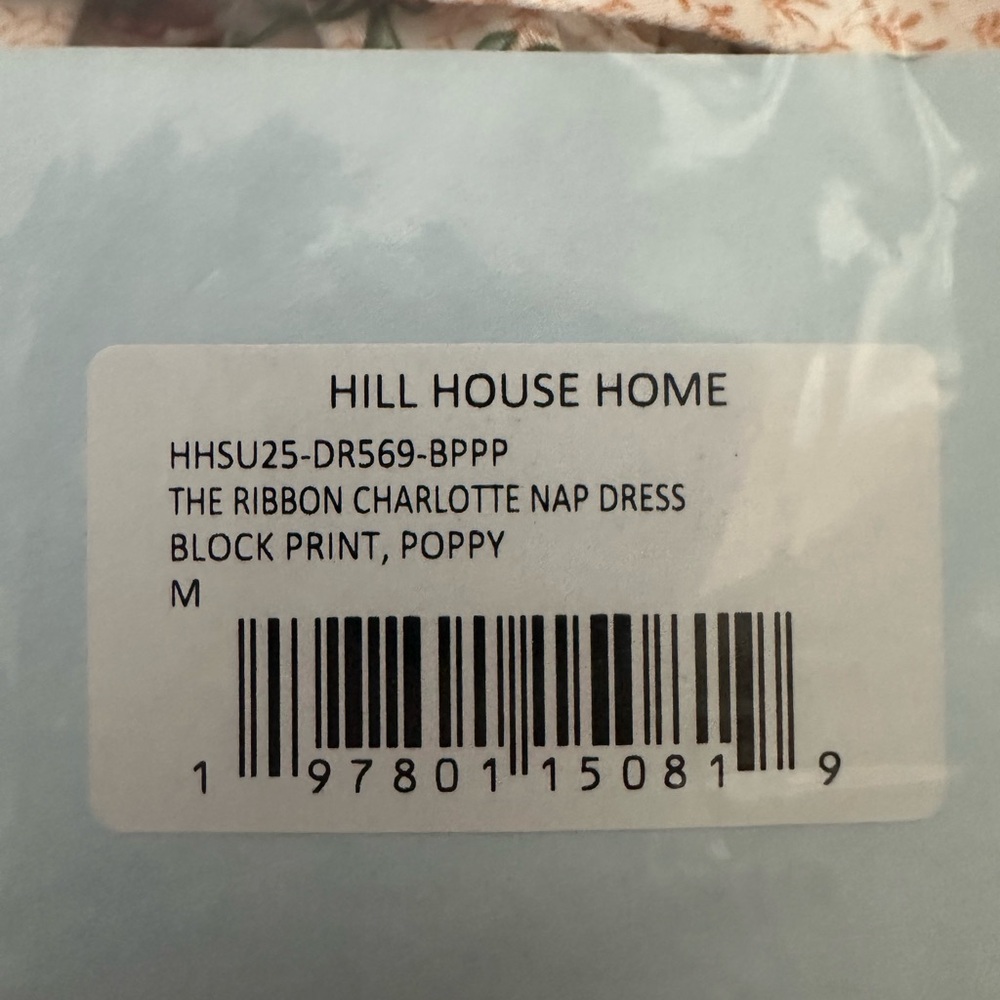Hill House Ribbon Charlotte Mini Nap dress. Block Print, Poppy. M. NWT - Picture 9 of 9